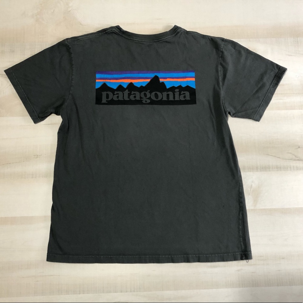 Patagonia logo gray pocket T-shirt men’s size M